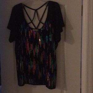 Black with colored sequins top